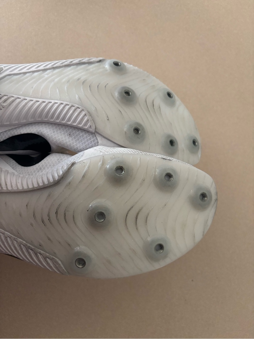 Nike White Track Spikes with Clear Studded Sole